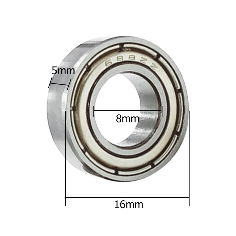 10 peças 688ZZ Rolamento de esferas com blindagem dupla Rolamento de aço de alto carbono 8x16x5mm Rolamentos de sulco profundo Peças de impressora 3D de carga pesada