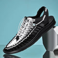 2025 Verão Sandálias Masculinas Couro Genuíno Sapatos Casuais Masculinos Sandálias de Couro para Homens ao Ar Livre Sapatos de Praia Sapatos Masculinos Romanos