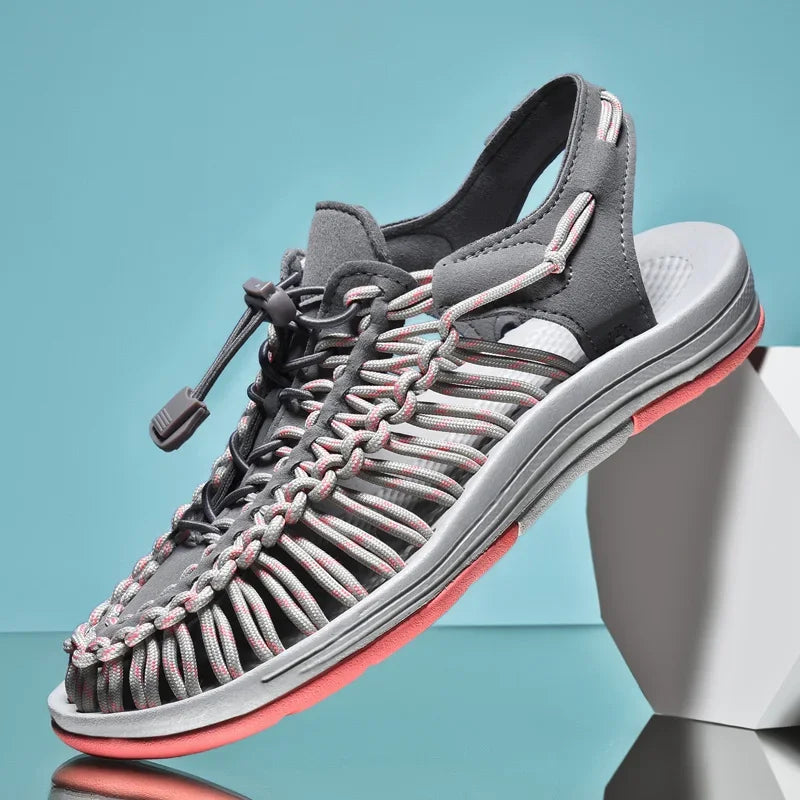 2025 Verão Sandálias Masculinas Couro Genuíno Sapatos Casuais Masculinos Sandálias de Couro para Homens ao Ar Livre Sapatos de Praia Sapatos Masculinos Romanos