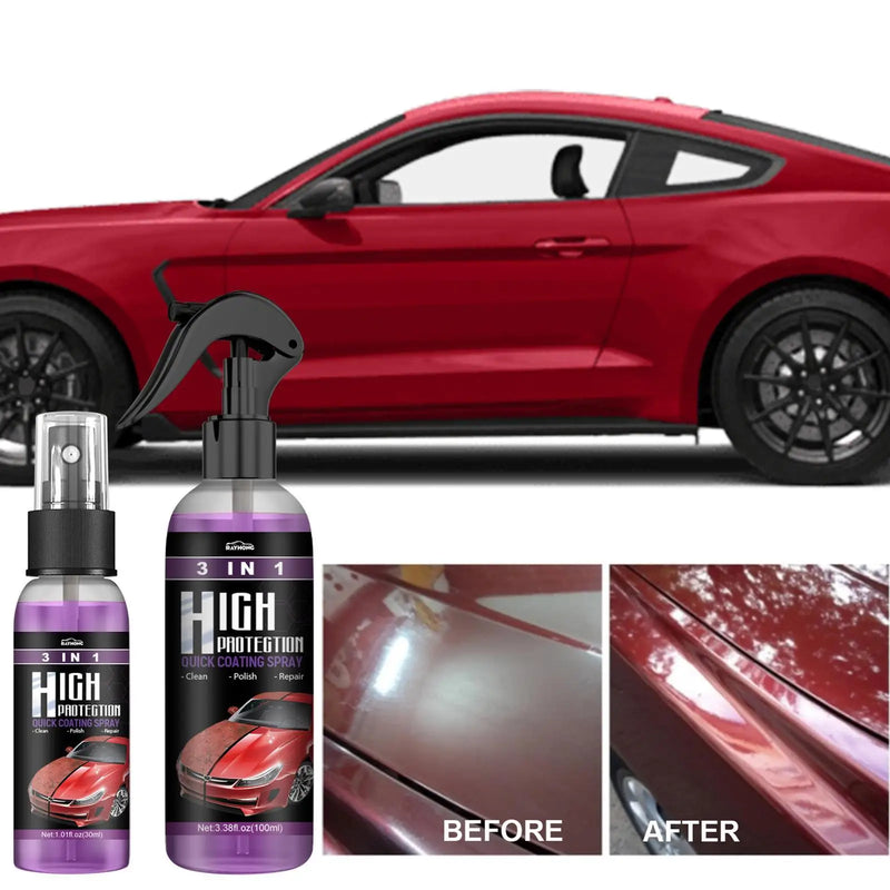 3 em 1 Spray de revestimento rápido Alta proteção Cerâmica Pintura Lavagem Polimento Revestimento Limpeza Carro Cera Nano I1G0