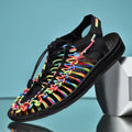 2025 Verão Sandálias Masculinas Couro Genuíno Sapatos Casuais Masculinos Sandálias de Couro para Homens ao Ar Livre Sapatos de Praia Sapatos Masculinos Romanos